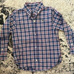 Vineyard Vines Kids Blue and Red Plaid Button Down Shirt